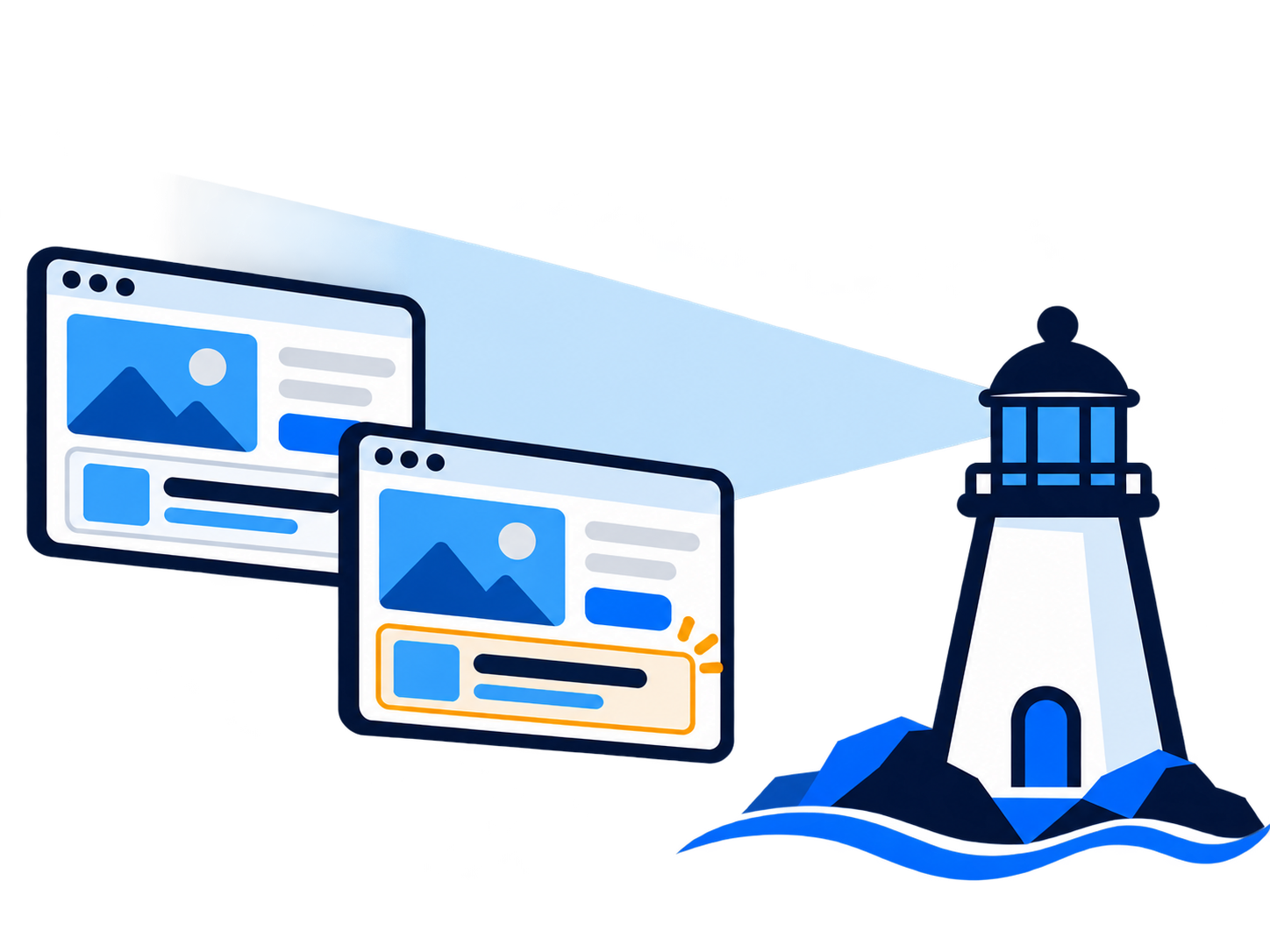 An illustration of a website displayed on a computer and a phone